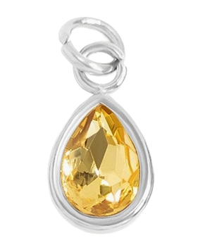 November birthstone Topaz charm in sterling silver on transparent background