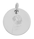 November birth flower Chrysanthemum charm in sterling silver on transparent background