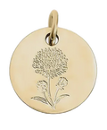 November birth flower Chrysanthemum charm in gold on transparent background