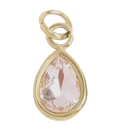 October birthstone Opal charm in gold on transparent background