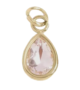 October birthstone Opal charm in gold on transparent background