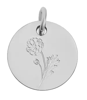 October birth flower Marigold charm in sterling silver on transparent background