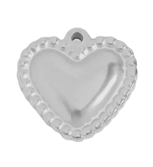 Sterling silver bubble heart charm on transparent background