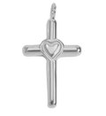 Sterling silver heart cross charm on transparent background
