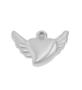 Sterling silver heart w wings charm on transparent background