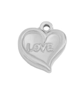 Sterling silver love heart charm on transparent background