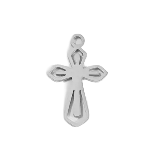 Sterling silver small cross charm on transparent background