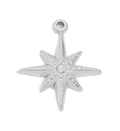 Sterling silver starburst charm on transparent background