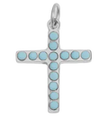 Sterling silver turqouise cross charm on transparent background