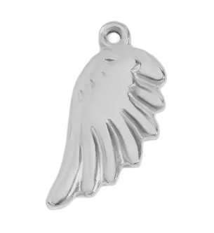 Sterling silver wing charm on transparent background