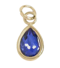 September birthstone Sapphire charm in gold on transparent background