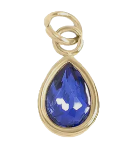 September birthstone Sapphire charm in gold on transparent background
