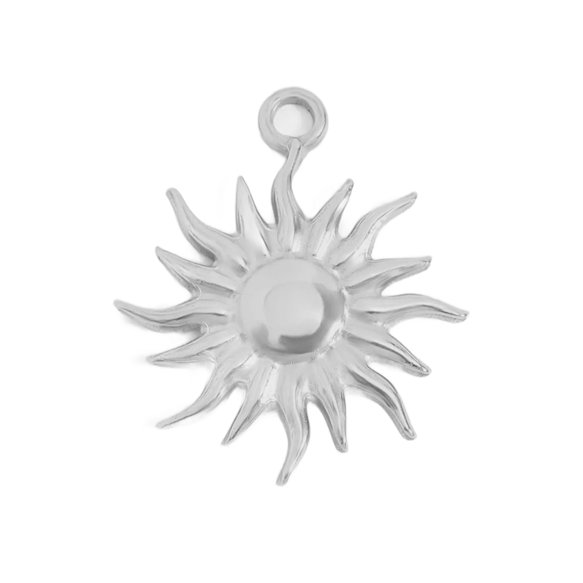 Silver Sun charm on transparent background