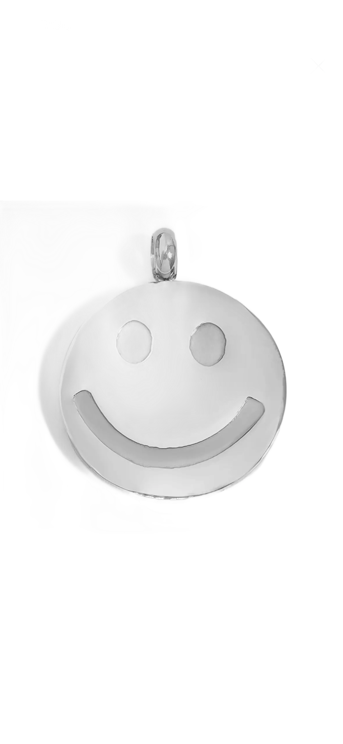 Silver Smiley Face charm on transparent background