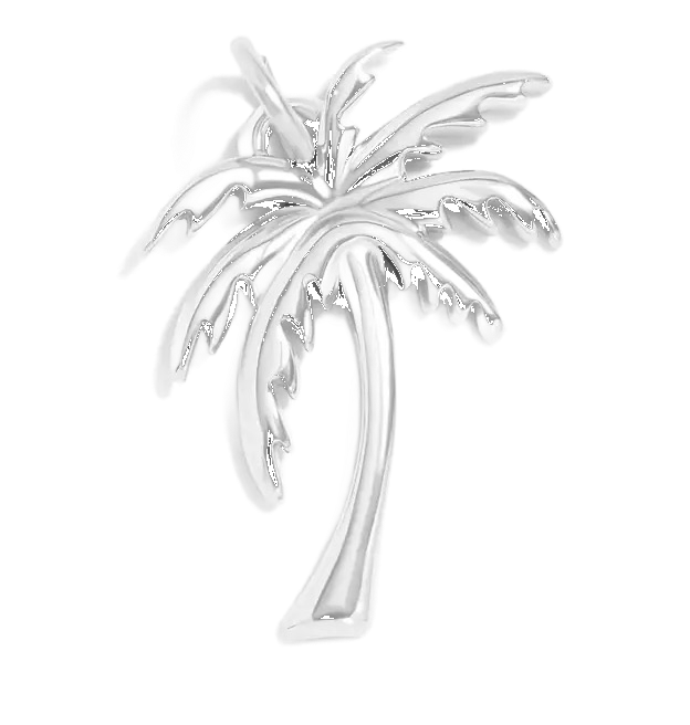 Silver Palm Tree charm on transparent background