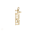 Gold 'Amen' pendant on a white background