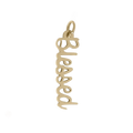 Gold 'Blessed' decorative item on a white background