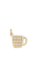 gold coffee mug charm on transparent background