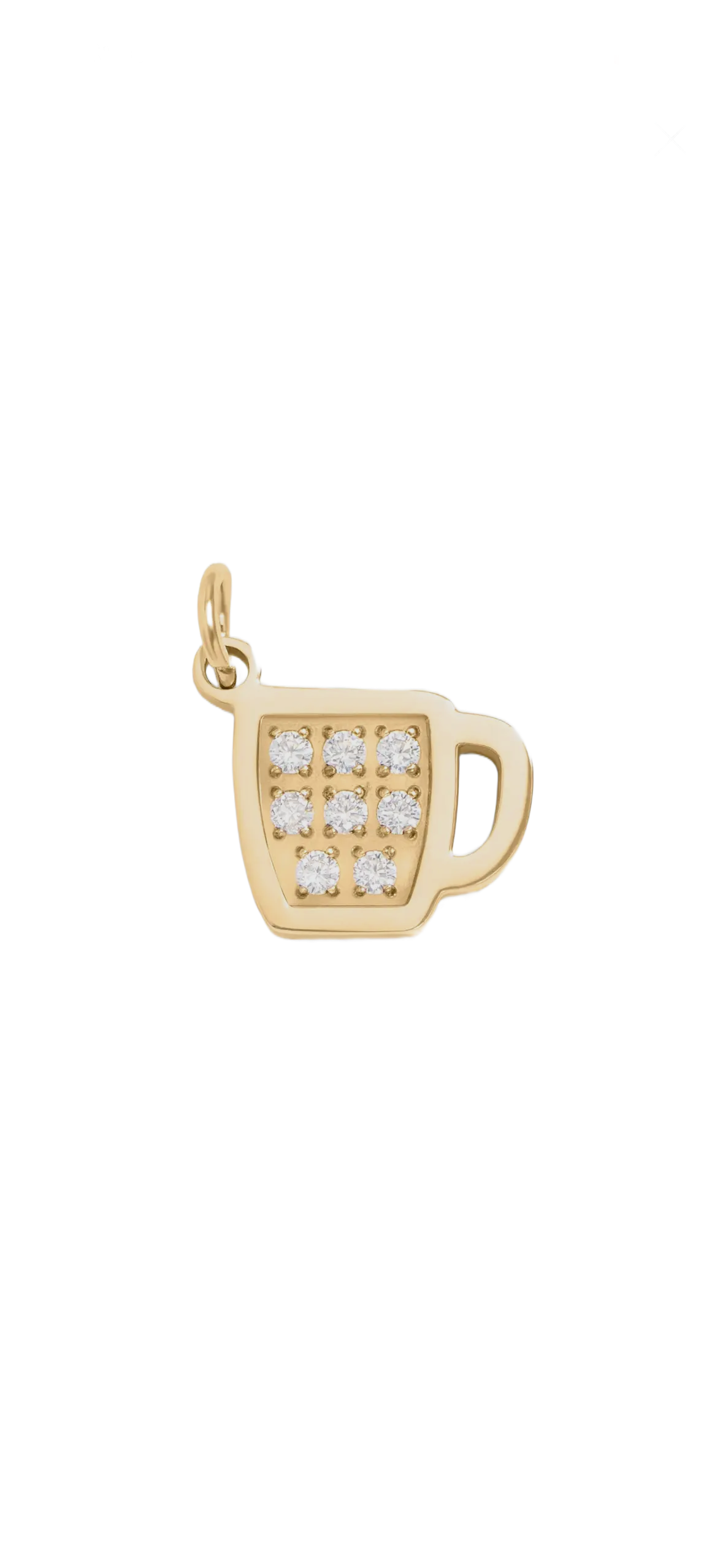 gold coffee mug charm on transparent background