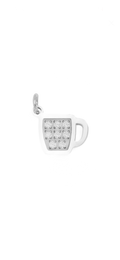 silver coffee mug charm on transparent background
