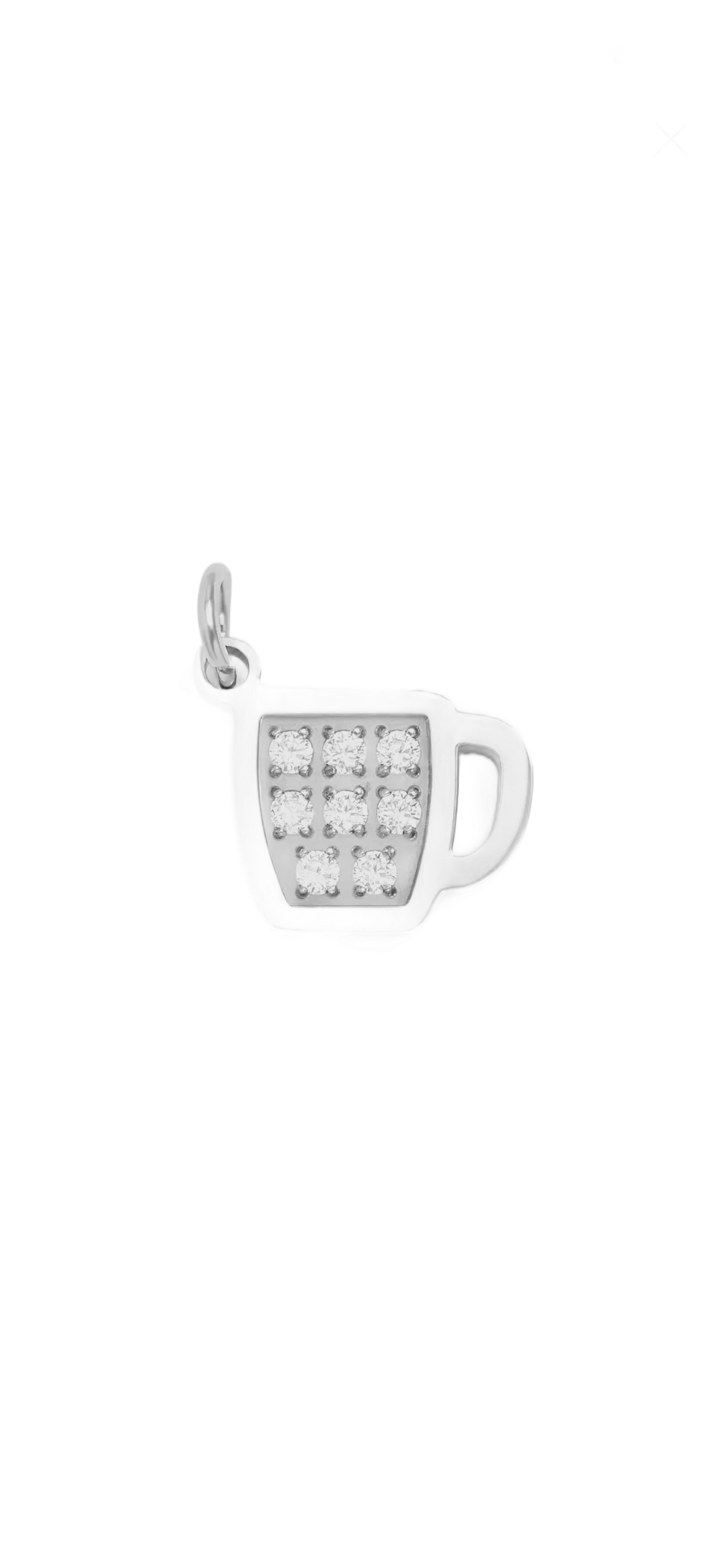 silver coffee mug charm on transparent background