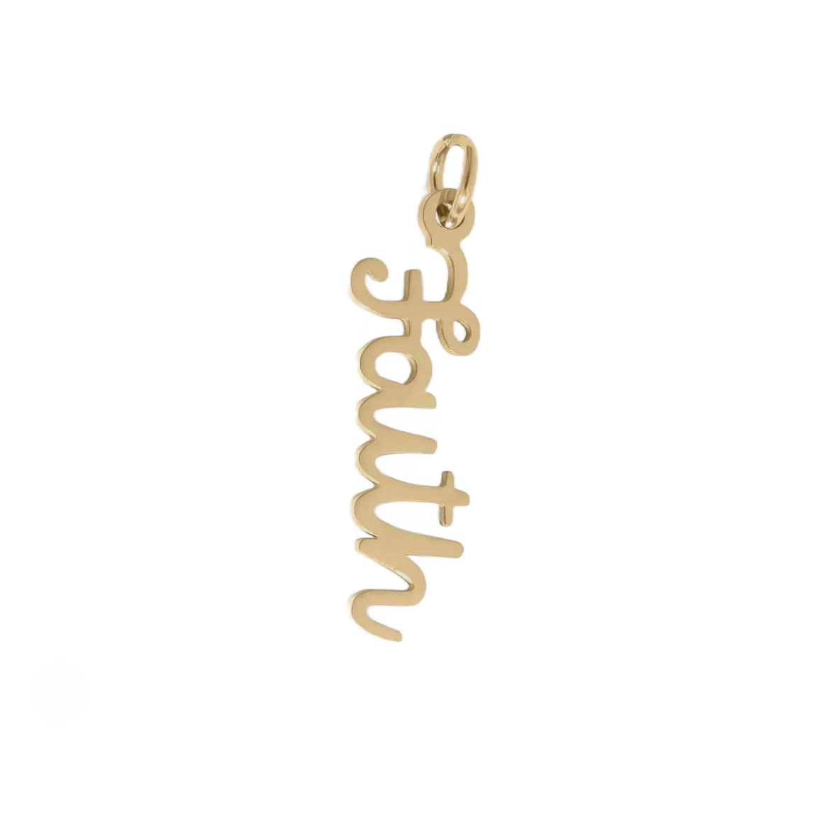 Gold 'Faith' necklace on a white background