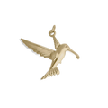 Gold bird-shaped pendant on a white background