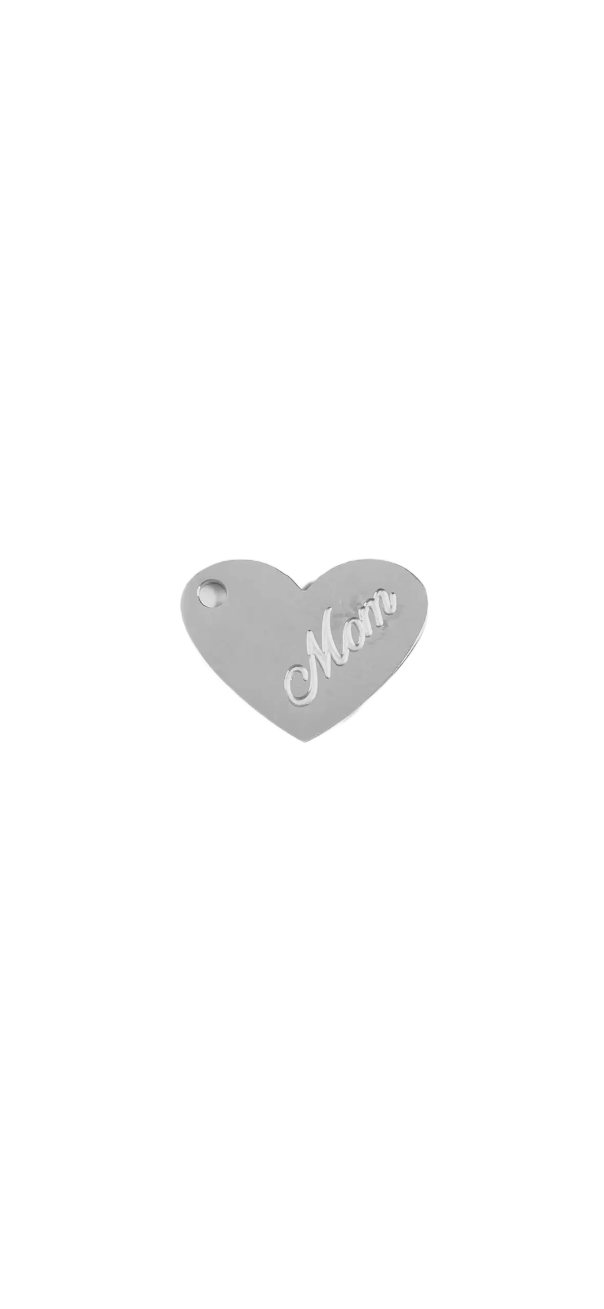 Silver Heart charm on transparent background