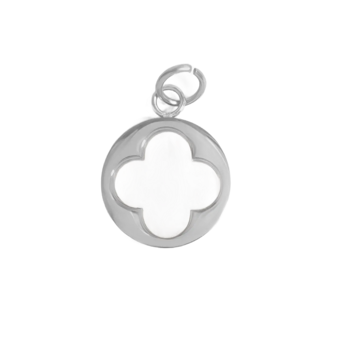 Silver Clover charm on transparent background