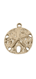Gold Sand Dollar charm on transparent background