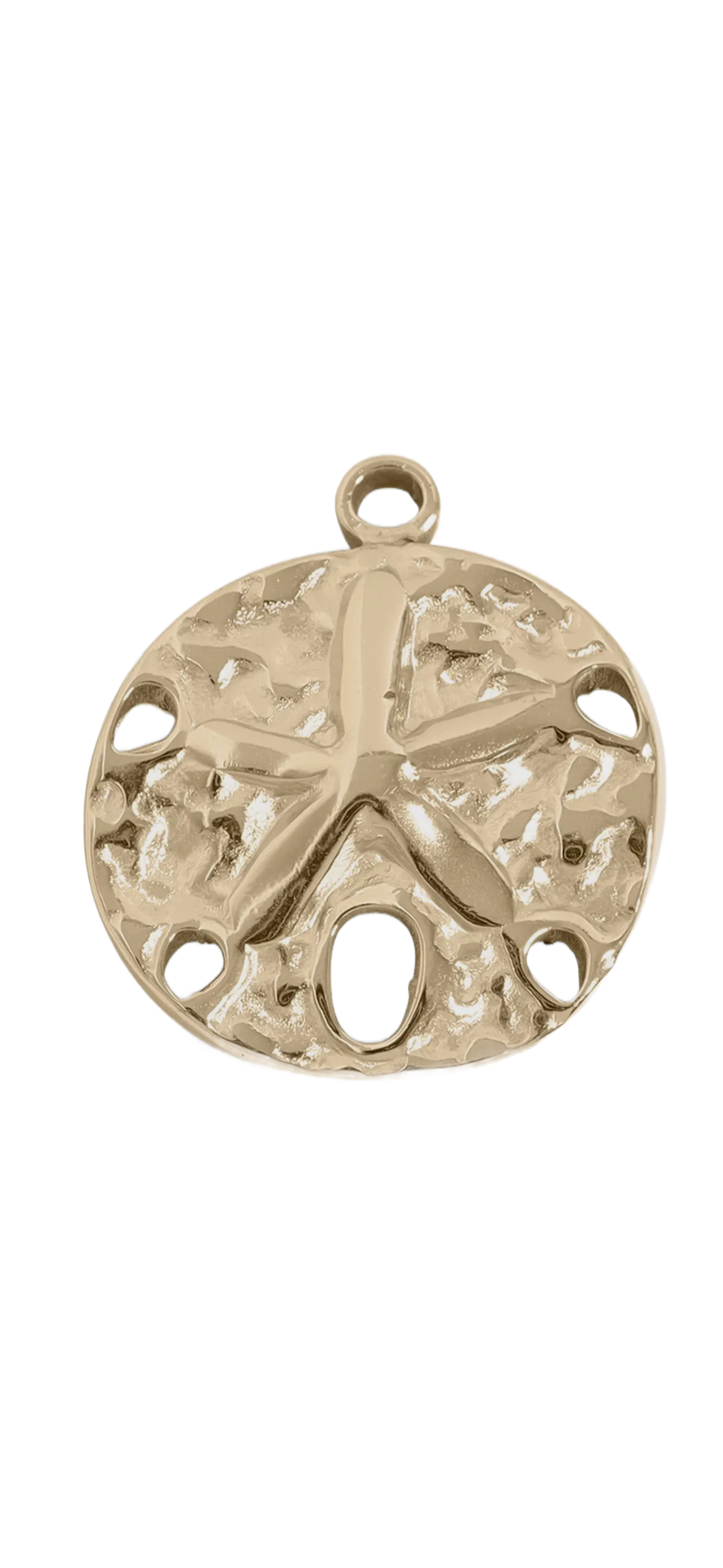 Gold Sand Dollar charm on transparent background