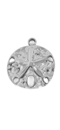 Silver Sand Dollar charm on transparent background