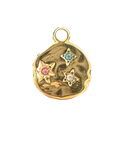 Colorful CZ Coin charm on transparent background