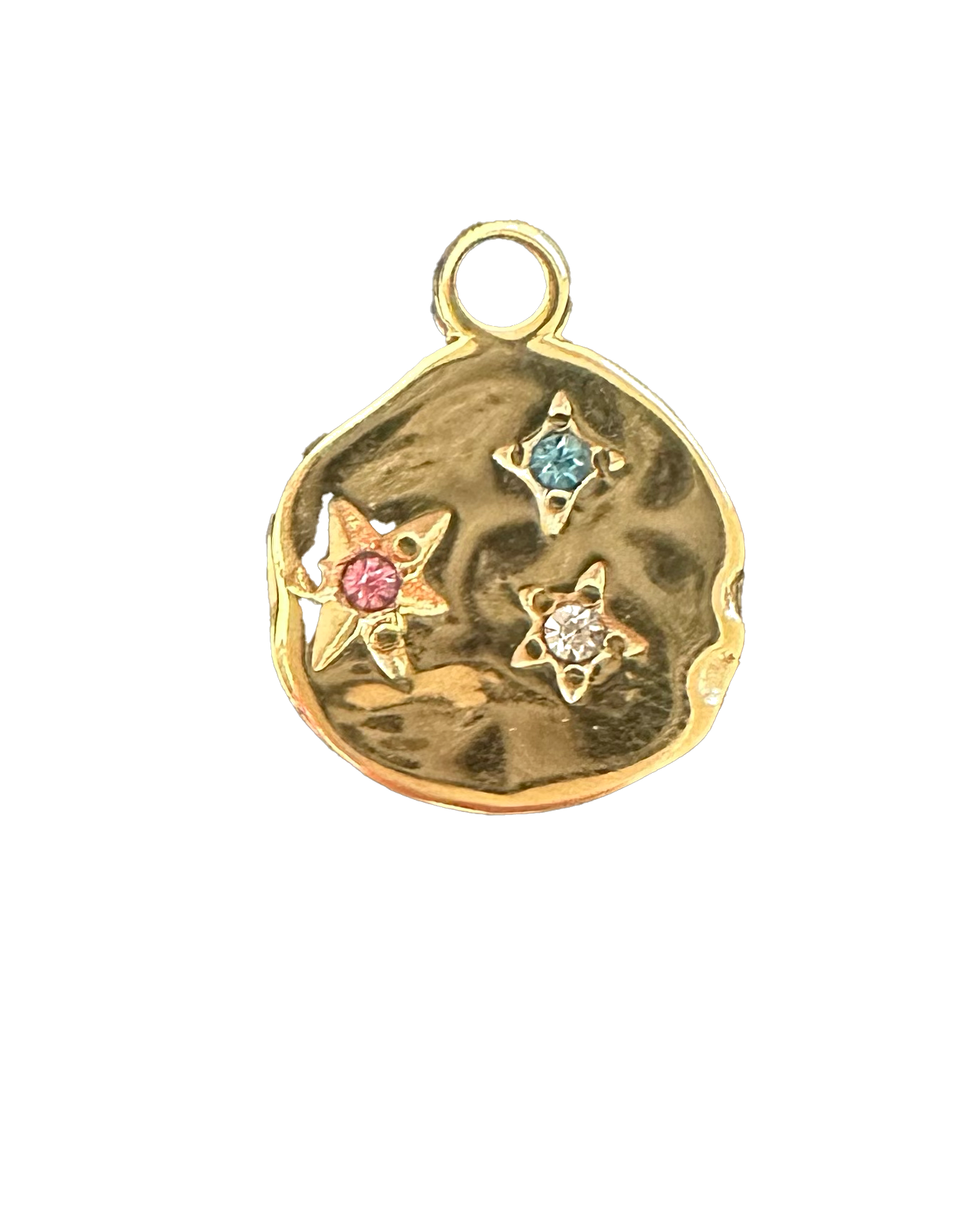 Colorful CZ Coin charm on transparent background