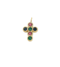 Colorful Gem Cross charm on transparent background