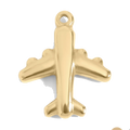 Gold Airplane charm on transparent background