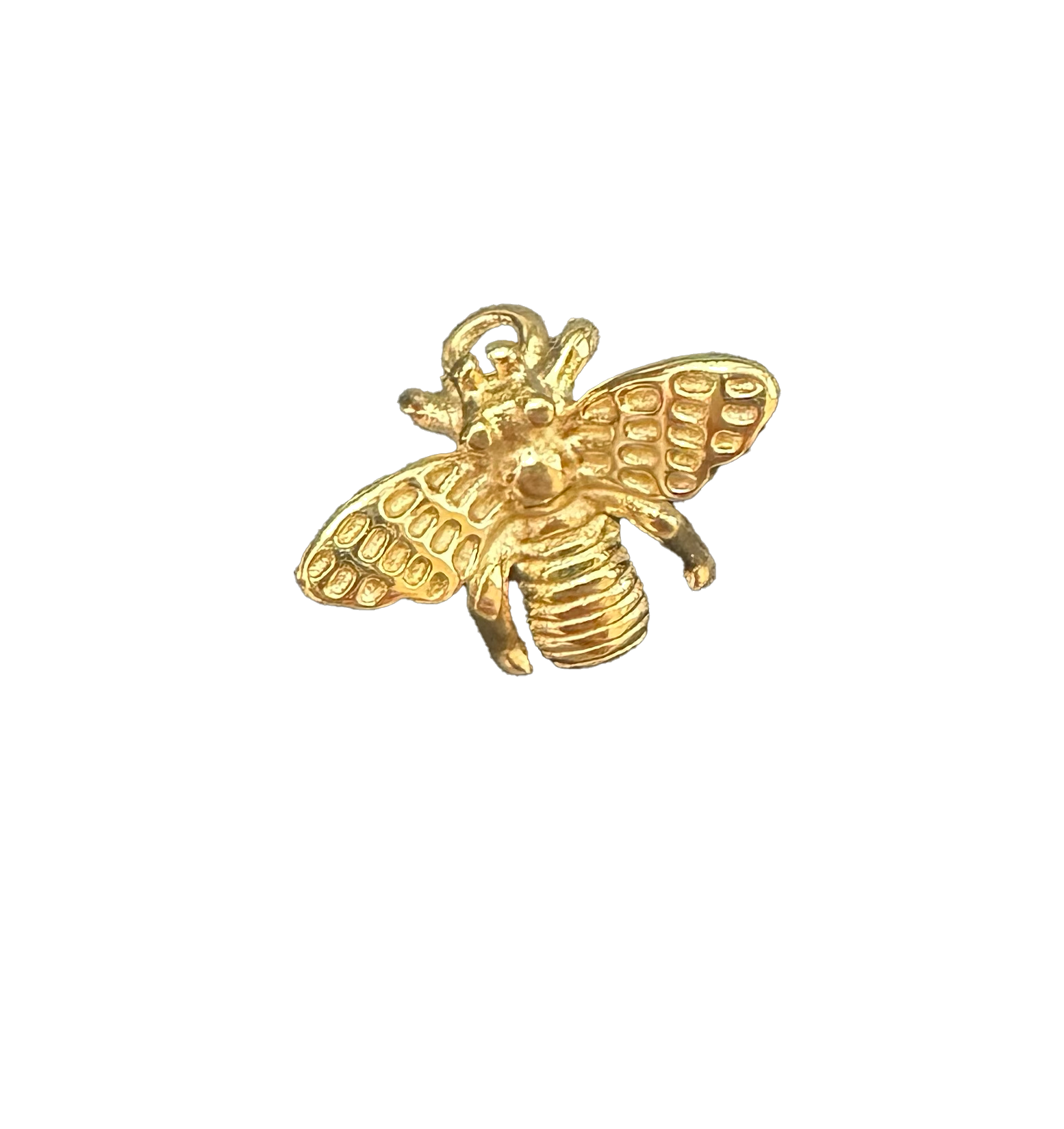Gold Bee charm on transparent background
