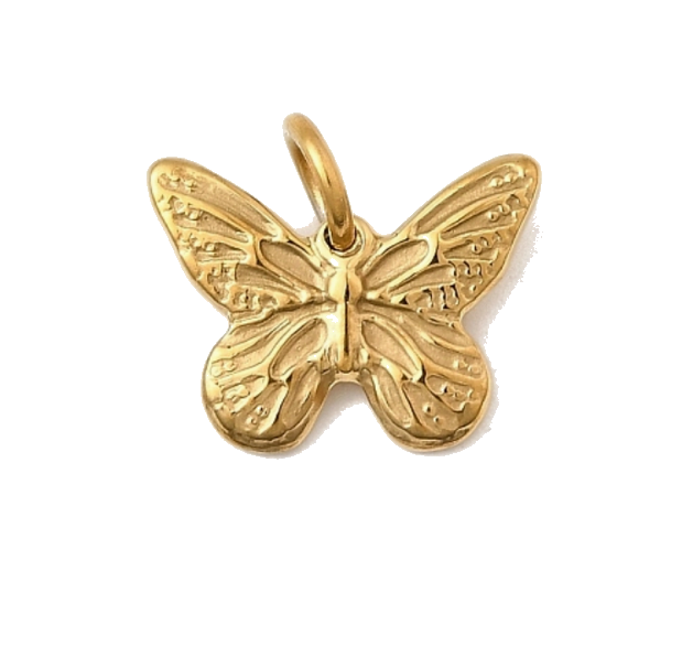 Gold Butterfly charm on transparent background