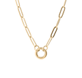 Gold Charm Holder Necklace on white background