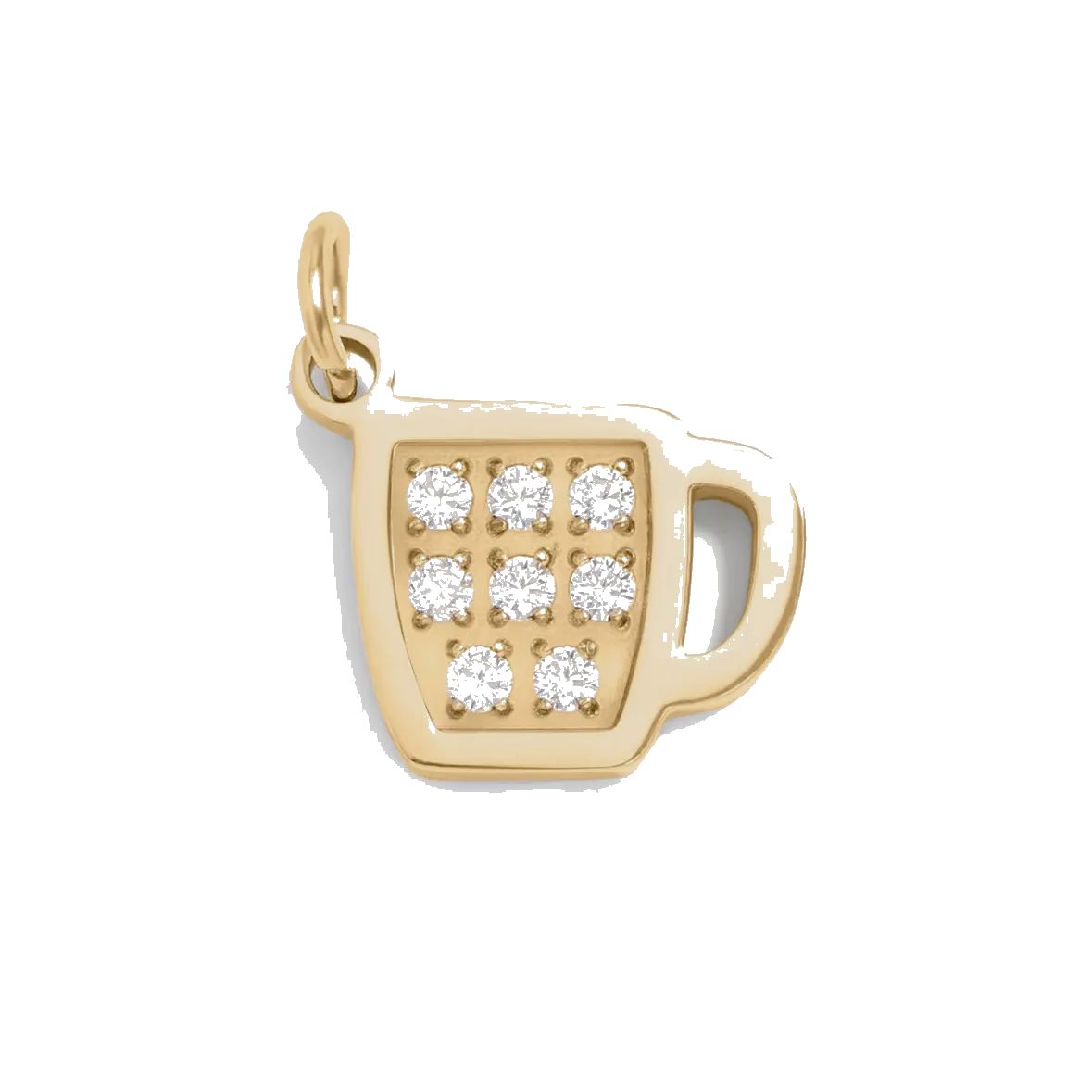 Gold Coffee Cup charm on transparent background