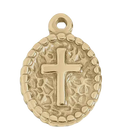 Gold cross oval charm on transparent background