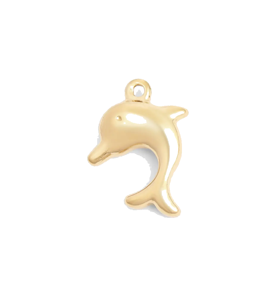 Gold Dolphin charm on transparent background