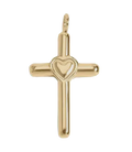 Gold heart cross charm on transparent background