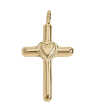 Gold heart cross charm on transparent background