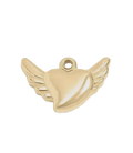 Gold heart w wings charm on transparent background