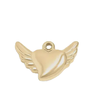 Gold heart w wings charm on transparent background