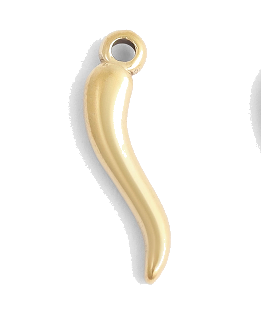 Gold Italian Horn charm on transparent background