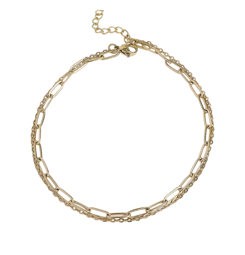 Gold Layered Anklet on white background