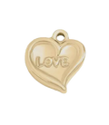 Gold love heart charm on transparent background