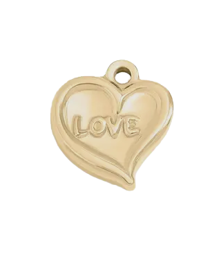 Gold love heart charm on transparent background